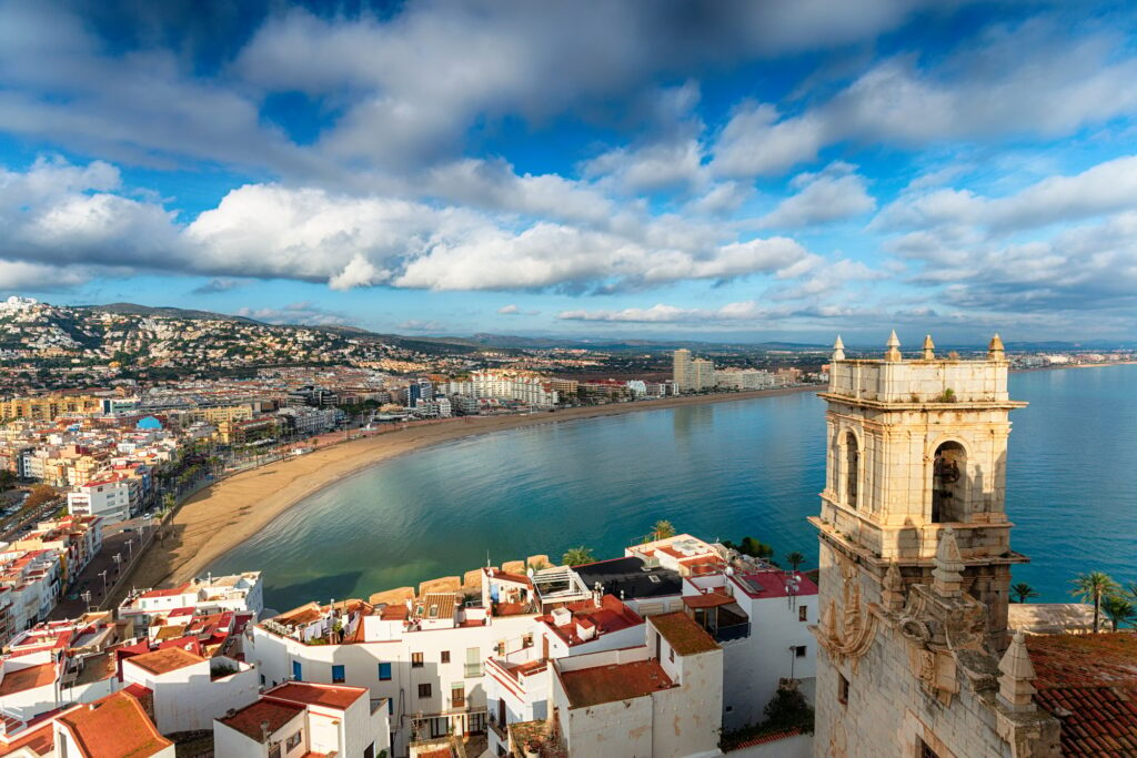 View over the city from the rooftop of Peniscola castle